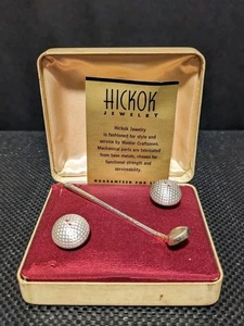 Vintage antikes Hickok "Golfset" Krawattenklammer und Manschettenknöpfe - Bild 1 von 4