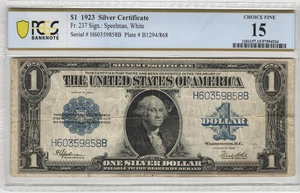 Fr.237 1923 Horseblanket $1 Silver Certificate PCGS Choice Fine 15 Comment - Picture 1 of 2