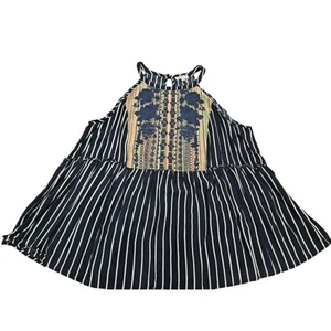 Andree by Unit Embroidered Floral Striped Sleeveless Sz 1X Trapeze Tank - Picture 1 of 7