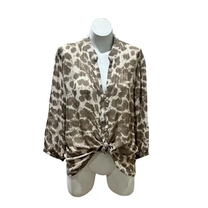 Banana Republic Hemd Damen XL Animal Print Knopfleiste braun - Bild 1 von 8