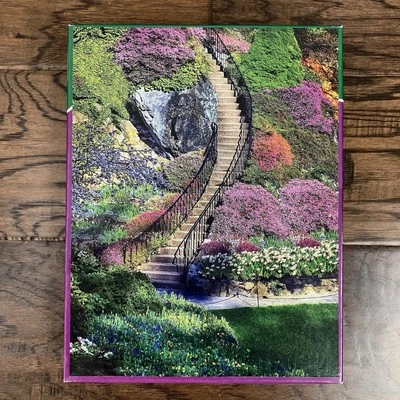Springbok Puzzle Garden Stairway Spring Flowers Blooms All 500+ Pcs - Image 1 of 4