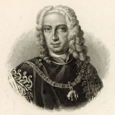 Porträt Antonio Teodoro Trivulzio Orden vom Goldenen Vlies unsigniert Stahlstich - Bild 1 von 3