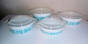 VTG Pyrex Amish Butterprint Turquoise 8 PC Casserole Set w/ Lids 1QT, 1.5PT, 1PT - Picture 1 of 7
