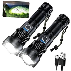 Rechargeable Flashlights 90000 High Lumens - 2 Pack, Super Bright 12 Black - Picture 1 of 7