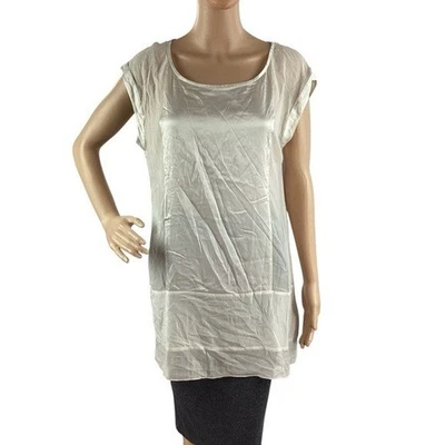 Eileen Fisher Mixed Media Silk Tunic Top Ivory XS - Image 1 of 4