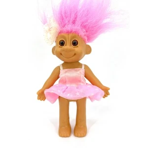 Muñeca troll bailarina RUSS Lucky pelo rosa ojos marrones - Imagen 1 de 8