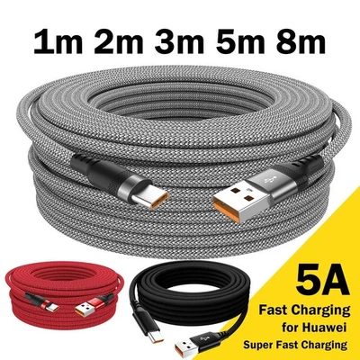 USB Type-C Cable 5A Super Fast Charging Extension 3m/5m/8m for Universal Samsung - image 1 of 4