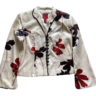JS Collections Pale Multi Floral Print 100% Silk Button Front Jacket 8P - Image 1 of 4