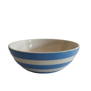 Vtg Cornishware TG Green Pottery Serving Bowl Blue White Striped 6 -7/8"D - Picture 1 of 7