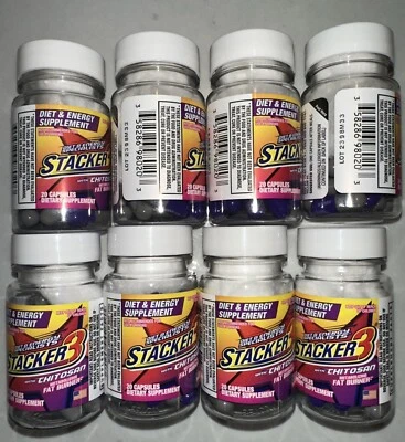 Stacker 3 Chitosan Energy Weight Loss Energy Focus 8 Bottles 160 Caps Foto 1 de 2