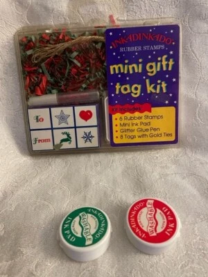 Vtg 1995 Inkadinkado Holiday Mini Gift Tag Kit--Star Tags Rubber Stamp Kit New - Image 1 of 4