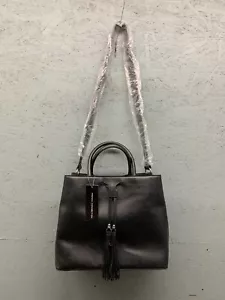 French Connection Alana Tote Black Faux Leather Suede Tassel Handbag NWT - Picture 1 of 12