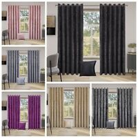 each Curtain Velvet Eyelet Lined Curtains 66”x54” In Honey RRP £35 NEW 