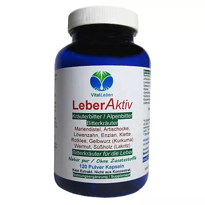 VITALLEBEN Leber Aktiv 120 Kapseln 9 Kräuterbitter Alpenbitter Bitterkräuter. 26486-1