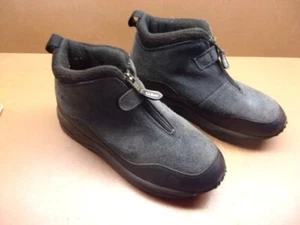 LL Bean Women's 6" Blue Suede Insulated Winter Ankle Boots Zip Front Exc. Cond. - Picture 1 of 8