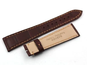 Strap Band Patek Philippe Leather Alligator Marrone Piatto 20/16m Casual Nuovo - Imagen 1 de 5