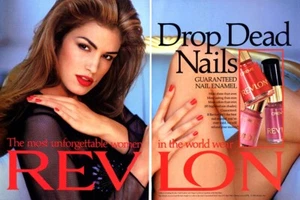 1991 Revlon Cindy Crawford nails polish 2-page MAGAZINE AD - Picture 1 of 1