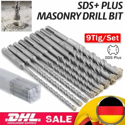 MARKENLOS Betonbohrer SDS Plus Set 9tlg Bohrer 5-16 mm Steinbohrer Bohrerset Hammerbohrer