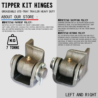  2 x Hydraulic Tipper Pivot Hinges Greaseable Ute-Tray Trailer Heavy Duty 7Tonne - image 1 of 4