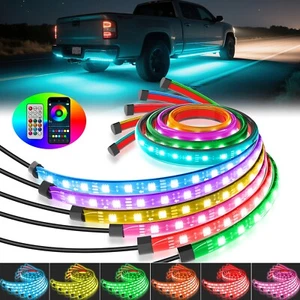 6PCS RGB Car Underglow Neon Accent Strip Lights, Underbody Neon Light Kit - Picture 1 of 8