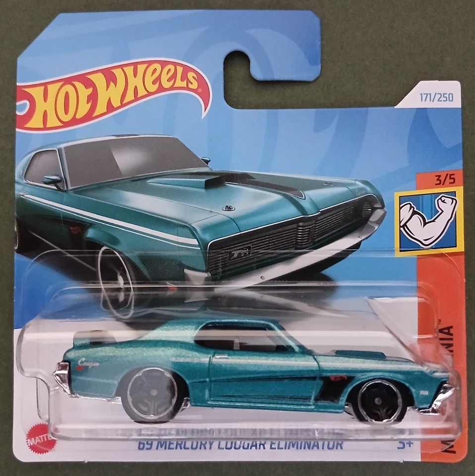 HOT WHEELS 2024 '69 MERCURY COUGAR ELINATOR, AZUL CLARO METALIZADO, TARJETA CORTA. Foto 1 de 1
