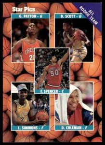 1990-91 Star Pics All-Rookie Team Payton, Scott, Spencer, Simmons, Coleman