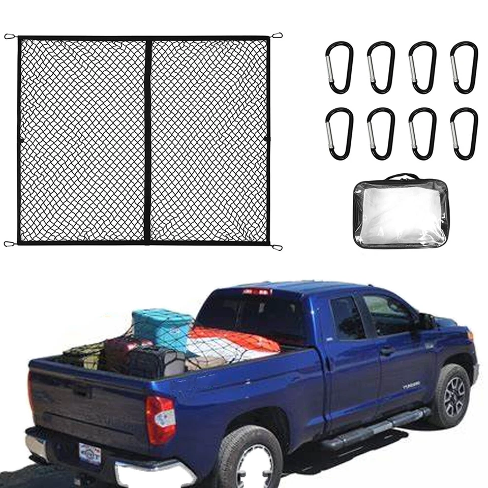 Pickup Rear Truck Bed Storage Cargo Net & Carabiner For Ford Ranger 2000-2022 - Image 1 of 4