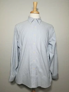 Chaps Ralph Lauren Classic Fit Wrinkle Free Oxford Shirt Men 16/16.5 Blue Stripe - Picture 1 of 9