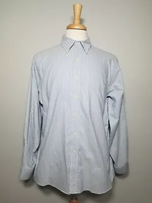 Chaps Ralph Lauren Classic Fit Wrinkle Free Oxford Shirt Men 16/16.5 Blue Stripe - Image 1 of 4