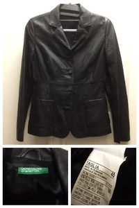 EUC UNITED COLORS OF BENETTON LEATHER JACKET ITALY SZ 40 - Picture 1 of 1