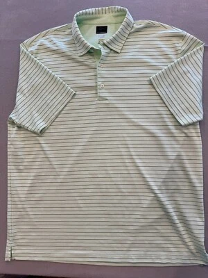Greg Norman Golf Polo Shirt Mens XXL Summery Lime Green Stripe Tennis Collar - Image 1 of 4