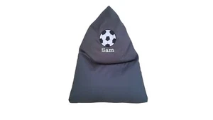 Child's personalised football beanbag chair, grey - Picture 1 of 6