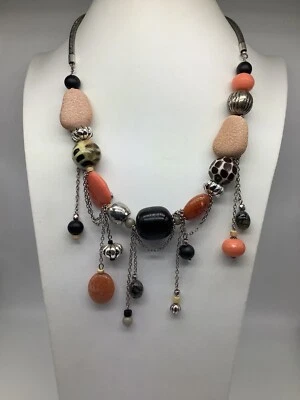 Chico’s 橙色/黑色/银色多项链 — 第 1/3 张图片