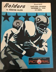 PROGRAMA DE JUEGOS OAKLAND RAIDIERS VS OILERS DE DICIEMBRE 21,1969 PLAYOFFS OAKLAND COLISEUM - Imagen 1 de 2