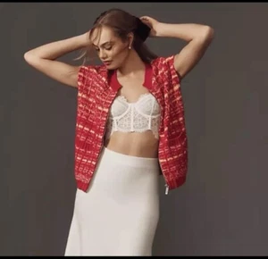 Anthropologie Maeve Vest Sweater Womens Medium Crochet Oversized Y2K - Picture 1 of 13