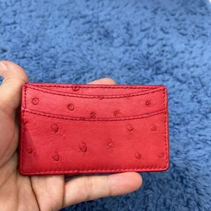 RED GENUINE OSTRICH LEATHER SKIN CREDIT CARD HOLDER/ WALLET CARD HOLDER FOR MEN - Picture 1 of 13