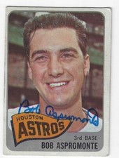 Signed 1965 Topps Bob Aspromonte Houston Astros Baseball card #175 COA
