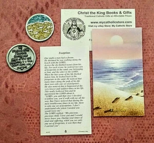 FOOTPRINTS GIFT SET-GLITTERY COLOR POCKET TOKEN W/MATCHING LAMINATED PRAYER CARD - Picture 1 of 1