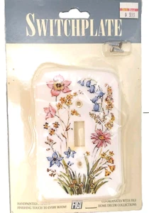 Vintage Schalterplatte handbemalt floral Kunststoff 1997 Fidschi verpackt unbenutzt... - Bild 1 von 9