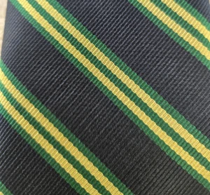 AFT - Polyester gestreifte Krawatte - MARINEBLAU mit GRÜN & GOLDENEN STREIFEN - Bild 1 von 5