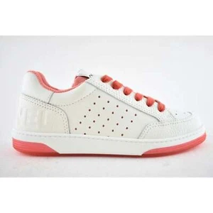 Chanel 22P White Leather Red CC Logo Flat Lace Up Runner Trainer Sneaker 37.5 - Picture 1 of 12