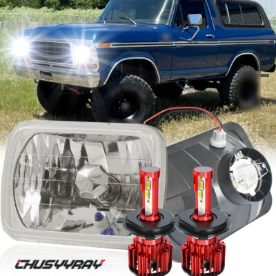Par de faros LED 7x6 5x7 Hi/Lo H6054 aptos para Ford Bronco 1978 1979 1980-1986 Foto 1 de 4