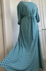 M&S Stretch Jersey Turquoise White Midi Retro Look Dress sz 16 BNWT - Picture 1 of 6