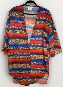 Grace & Emma Kimono M/L Animal Print Striped Chiffon Boho Open Summer Cardigan - Picture 1 of 8