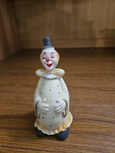 Enesco Biskuit Clown Glocke - 80er Jahre - gelbes Clown Outfit Zylinder mit Glocke - Bild 1 von 4
