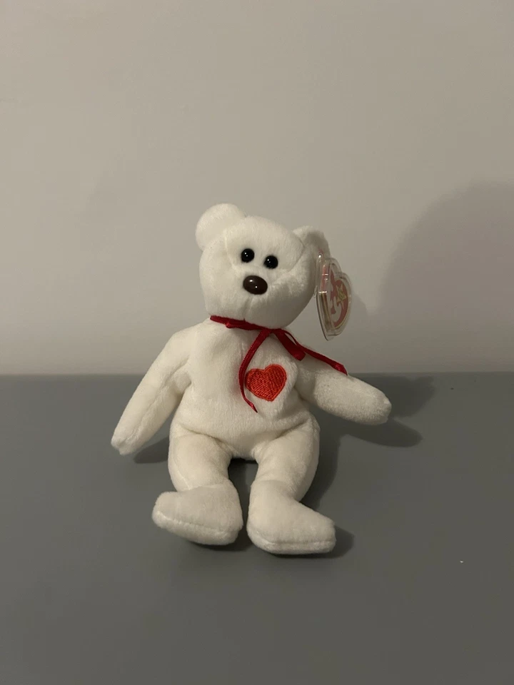 TY Beanie Baby - VALENTINO the White Bear (8.5 inch) - MWMT's - Image 1 of 1