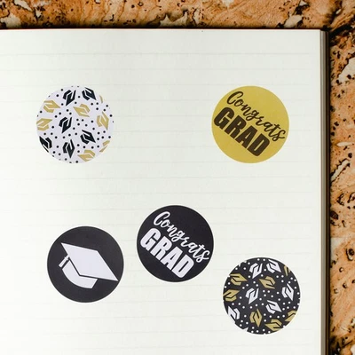  2 Rollen/500 Stück Aufkleber zum Thema Abschlussfeier, runde Form, - Bild 1 von 4