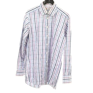 Turnbull & Asser Herren blau lila kariert 100 % Baumwolle Anzughemd 16,5 42 England - Bild 1 von 4