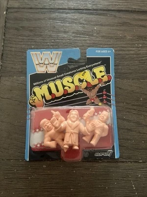 M.U.S.C.L.E WWE 3 Pack  - Iron Sheik, Mean Gene Okerlund & Ric Flair - Sealed  - Image 1 of 4