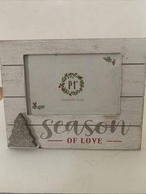 Marco de fotos Pier 1 Season Of Love 4 X 6 madera encalada look Navidad Foto 1 de 4